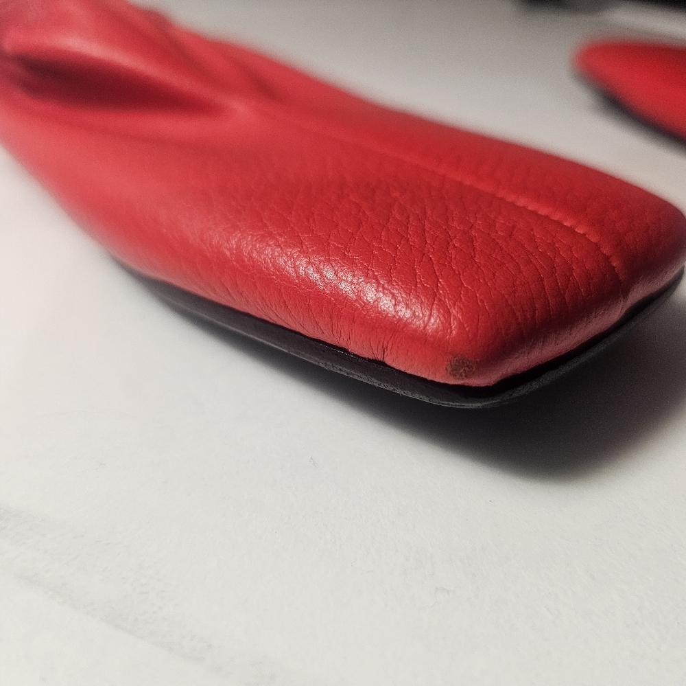 Dubie Red Leather Slip-On Mule Flats - Picture 13 of 13